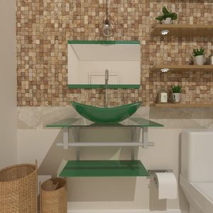 Gabinete De Vidro 60cm Inox Com Cuba Oval Verde