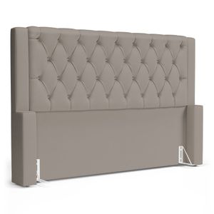 Cabeceira Atena Para Cama Box Queen Size 160cm Capitonê Com Frame Suede Bege - Desk Design