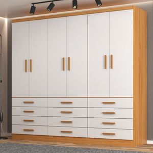 Guarda-roupa 6 Portas E 12 Gavetas New Mônaco Branco-cinnamomo