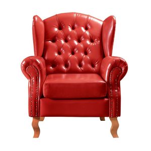 Conjunto Imperador Sofá Com Poltronas Chesterfield Decoração Retrô Vintage Vermelho