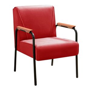 Kit 2 Poltronas Decorativas Jade Braços Fixo Vermelho