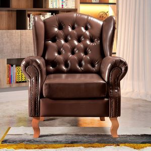 Poltrona Chesterfield Imperador Decoração Retrô Vintage Café