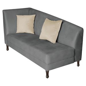 Recamier Heitor 140cm Com Almofada Lado Direito Sintético Cor Cinza-bege