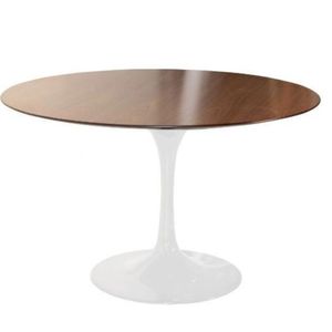 Mesa De Jantar Tulipa Saarinen Redonda 130 Cm Tampo Imbuia Base Branca