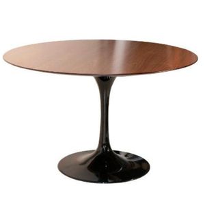 Mesa De Jantar Tulipa Saarinen Redonda 150 Cm Tampo Imbuia Base Preta