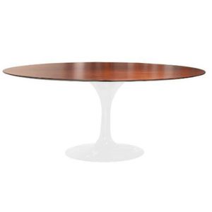 Mesa De Jantar Tulipa Saarinen Oval 180x100 Cm Tampo Imbuia Base Branca