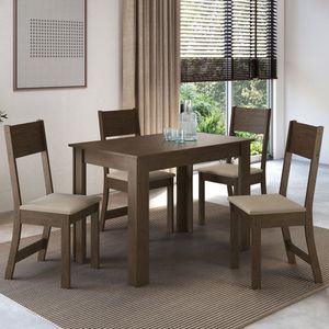 Conjunto Sala De Jantar 1 Mesa 4 Cadeiras Versalhes Noce-bege