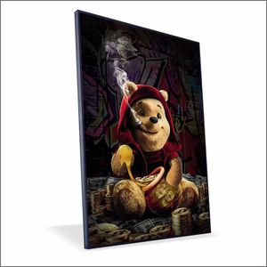 Quadro Ursinho Pooh Vinil Com Vidro Tamanho-moldura 20x20 Baixa Cor Preta