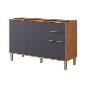 Balcão De Cozinha Esplêndida 3 Portas E 2 Gavetas S/tampo 120cm Freijo/titanium - Mgm