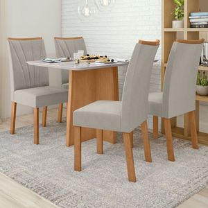 Conjunto Mesa 120cm Celebrare E 4 Cadeiras Apogeu Amêndoa Clean-off White-liso Capuccino