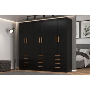 Guarda Roupas New Mônaco 6 Portas E 12 Gavetas - Black Black