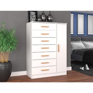 Cômoda New Mônaco 1 Porta E 7 Gavetas - Branco Branco