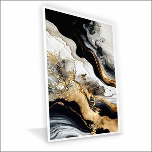 Quadro Marmorizado Chique Vinil Sem Vidro Tamanho-moldura 40x30 Baixa Cor Branca