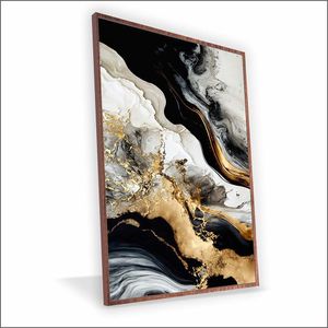 Quadro Marmorizado Chique Vinil Sem Vidro Tamanho-moldura 40x30 Baixa Cor Madeira