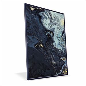 Quadro Marmorizado Chique Canvas Sem Vidro Tamanho-moldura 90x60 Caixa Cor Preta