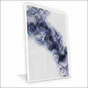 Quadro Fumaça Azul Vinil Com Vidro Tamanho-moldura 60x40 Baixa Cor Branca