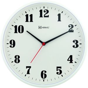 Relógio De Parede Preto 26cm Com Tic-tac Herweg 6126 Branco