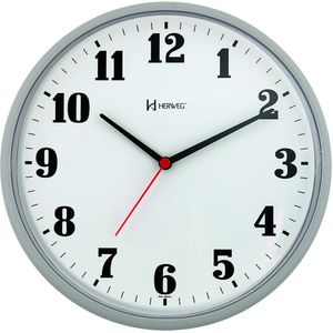 Relógio De Parede Preto 26cm Com Tic-tac Herweg 6126 Cinza
