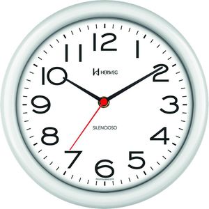 Relógio De Parede 22cm Silencioso Preto Herweg 660039 Branco