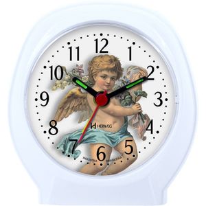 Relógio Despertador Quartz Anjinho Pequeno Herweg 2640 Branco