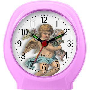 Relógio Despertador Quartz Anjinho Pequeno Herweg 2640 Rosa