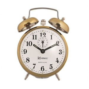 Relógio Despertador Antigo Cordas Cromado Herweg 2370 Dourado
