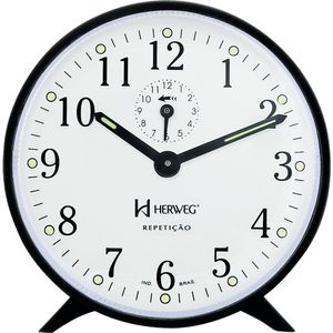 Relógio Despertador Antigo A Cordas Herweg 2320 Preto
