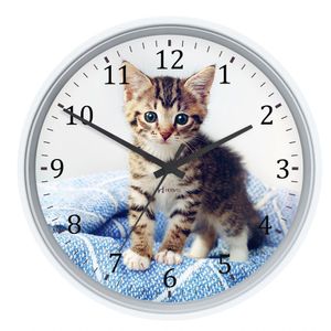 Relógio Parede Herweg Nacional 22 Cm Gatinho 660125 Branco - Branco