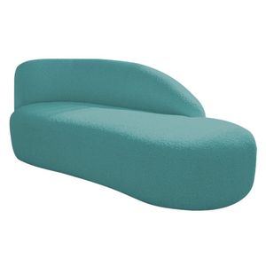 Divã Recamier Curvo Luna 140cm Lado Direito Suede - Doce Sonho Móveis Cor Azul Turquesa