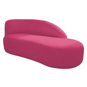 Divã Recamier Curvo Luna 140cm Lado Direito Suede - Doce Sonho Móveis Cor Pink