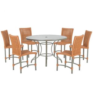 Mesa Ascoli 120 Cm Com 6 Cadeiras Cannes De Alumínio Trama Terra Cota