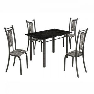 Conjunto De Mesa Paris 1,20m Com 4 Cadeiras Grafite Teixeira Grafite