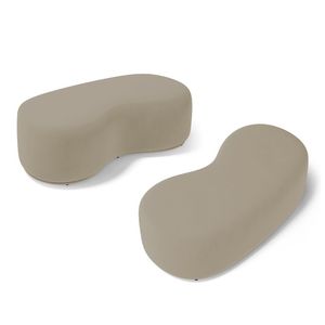 Kit 02 Puffs Decorativos Living Aisha Orgânico 02 Lugares Suede Bege - Desk Design