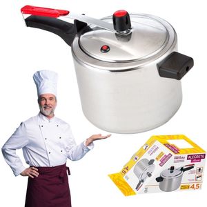 Panela De Pressão 4,5 Litros Polida Com Válvula De Segurança E Pino Central Para Cozinhar Carne Sopa