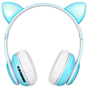 Fone Bluetooth Orelha De Gato Led Colorido (azul)