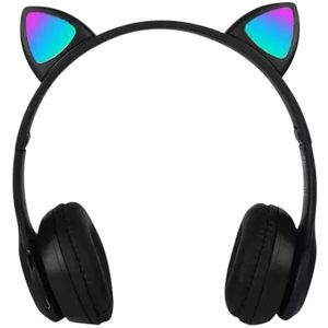 Fone Bluetooth Orelha De Gato Led Colorido (preto)