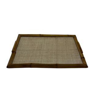 Bandeja De Bambu Retangular M Com Vidro