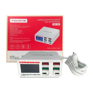 Carregador Inteligente Com Usb Tipo-c 6 Portas Potente 87w