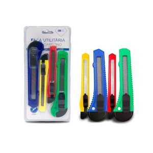 Kit Estilete Retratil 4 Unidades Aço De Carbono Luatek