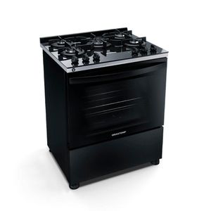 Fogão Brastemp 5 Bocas Mesa De Vidro E Turbo Chama Preto Bfs5vce - Bivolt
