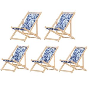 Kit 5 Cadeira Madeira Espreguiçadeira Dobrável Sb-folhas Brancas