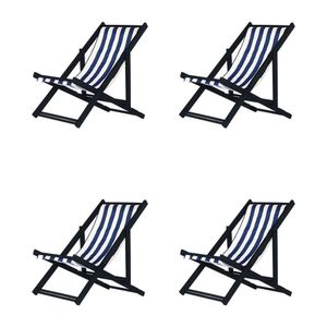 Kit 4 Espreguiçadeiras Dobrável Black Sb-l Azul-branco