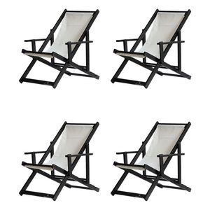 Kit 4 Espreguiçadeiras Dobrável Black Cb-branco