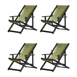 Kit 4 Espreguiçadeiras Dobrável Black Cb-verde