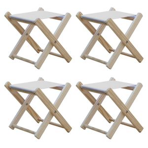 Kit 4 Banquinho De Madeira Banqueta Pescador-branco