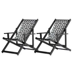 Kit 2 Espreguiçadeiras Dobrável Black Cb-triang Preto