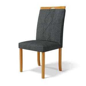 Cadeira Ana Madeira Maciça Estofada Para Mesa De Jantar Linho Chumbo 406