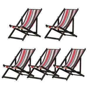 Kit 5 Espreguiçadeiras Dobrável Black Sb-l Marrom-vermelho