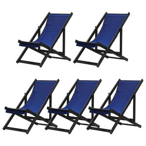 Kit 5 Espreguiçadeiras Dobrável Black Sb-azul Marinho