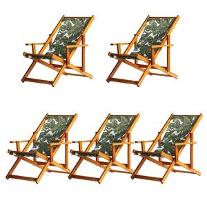 Kit 5 Espreguiçadeira Preguiçosa Dobrável Mel Cb-folhas Verdes